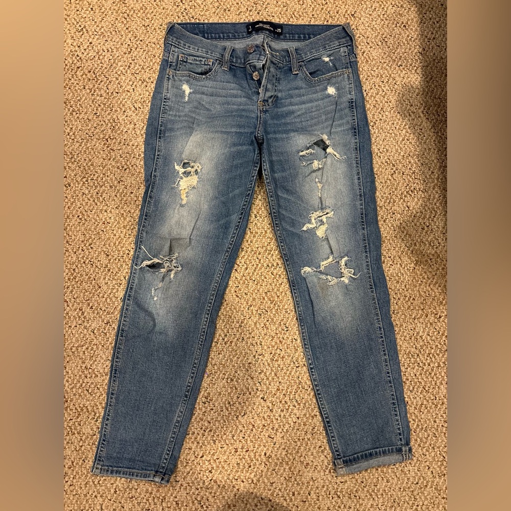Hollister Women's Distressed Skinny Jeans - Blue